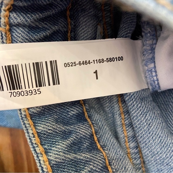 REFUGE denim jeans wide legs high rise waist blue 100% cotton cargo cropped 1 - Picture 6 of 15